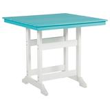 Signature Design Eisely Square Counter Table in Turquoise/White - Ashley Furniture P208-632