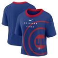 Women's Nike Royal/Red Chicago Cubs Team First High Hip Boxy T-Shirt