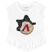 Girls Youth Tiny Turnip White Arizona Diamondbacks Baseball Bow Fringe T-Shirt