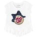 Girls Youth Tiny Turnip White Washington Nationals Baseball Bow Fringe T-Shirt