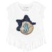 Girls Youth Tiny Turnip White Seattle Mariners Baseball Bow Fringe T-Shirt