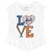 Girls Youth Tiny Turnip White New York Mets Baseball Love Fringe T-Shirt