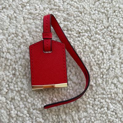 Kate Spade Accessories | Kate Spade Red And Gold Leather Luggage Tag. | Color: Gold/Red | Size: Os