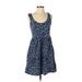 Silence and Noise Casual Dress - A-Line Scoop Neck Sleeveless: Blue Animal Print Dresses - Women's Size 1 - Print Wash