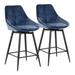 Diana Contemporary Counter Stool in Black Steel and Blue Velvet by LumiSource - Set of 2 - Lumisource B26-DIANA 55SWVX BKVBU2