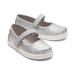 TOMS Kids Tiny Silver Iridescent Glimmer Mary Janes Slip-On Shoes, Size 9