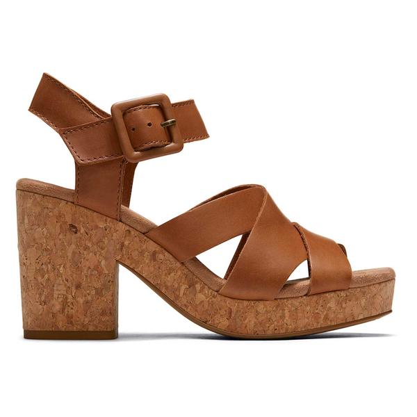 toms-womens-brown-leather-cork-wrap-platform-heel-sandals,-size-9.5/