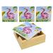 Flamingos and Palm Fronds Drink Coasters Painted Porcelain Set of 4 with Holder - Multi
