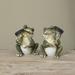 Arlmont & Co. Dorlas 2 Piece Frog Statue Set Resin/Plastic in Green | 8.66 H x 6.89 W x 5.91 D in | Wayfair 21293E75F6A14246AFE6812DDB111DB2