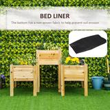 Outsunny Raised Garden Bed Set of 3, Elevated Wood Planter Box with Legs and Bed Liner for Backyard and Patio to Grow Vegetables