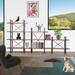 Orietta Adjustable JD Walnut Wood and Metal Step Display and Steel Etagere Bookcase - 106.3'' x 56.69'' x 12.52''