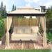 8.9 x 5.9 Ft Double Roof Soft Canopy Outdoor Gazebo with Swing Bench