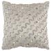 Rizzy Home Silver and Light Grey Hand-beaded Wave Throw Pillow