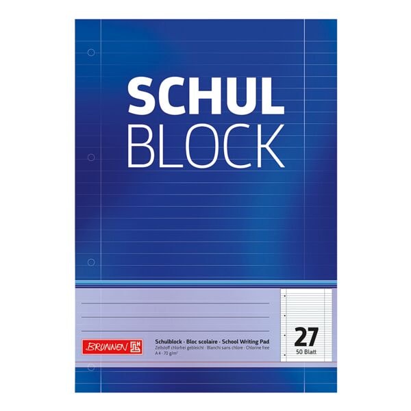 Brunnen Schulblock »1052527« A4 liniert (Lineatur 27) blau Image