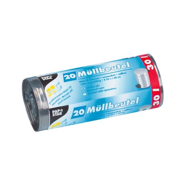 Papstar 20 Müllbeutel 30 L grau grau, 50x60 cm Image