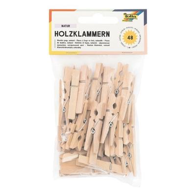 48er-Pack Holzklammern »Natur« mehrfarbig, folia