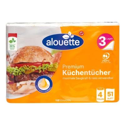 Küchenrollen »Premium« 4 Rollen 3-lagig weiß, alouette, 25.8 cm