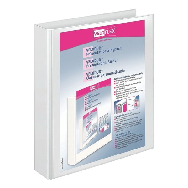 Veloflex Präsentationsringbuch (2 Ringe) bis 300 Blatt A4 »VELODUR® 41471« weiß, 27.2x31.5 cm Image
