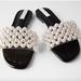 Zara Shoes | Limited Edition Zara Pearl Slide Slippers | Color: White/Silver | Size: 8