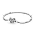 Pandora Moments Snake chain sterling silver bracelet with butterfly clasp with clear cubic zirconia, 20