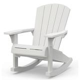 Keter Lesia Rocking Adirondack Chair Premium Outdoor Resin Wood Feel & Easy Assembly Plastic/Resin in White | 39.8 H x 31.9 W x 36.2 D in | Wayfair