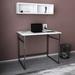 Latitude Run® Hussum Modern Desk Wood/Metal in White/Black | 29.5 H x 35.4 W x 23.6 D in | Wayfair FBD10DD76D4A47ECAE6B6A6AB679A66A