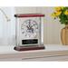 Rosdorf Park Unique Personalized Glass Desk Table Silver Davinci Clock Suspended In Glass Case w/ Black Engraving Etch Gift Wood in Gray | Wayfair