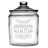 Susquehanna Glass Personalized Throw a Bone 1.3 lb Treat Jar w/ Lid Glass | 6.38 H x 5.5 W x 5.5 D in | Wayfair WAY-6093-1605