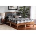 Corrigan Studio® Phyre Grey Fabric Upholstered & Walnut Finished Wood Full Size Platform Bed (Full) Metal in Brown | Wayfair