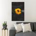 Gracie Oaks Sunflower In Dark - 1 Piece Rectangle Graphic Art Print On Wrapped Canvas in Green/Yellow | 14 H x 11 W x 2 D in | Wayfair