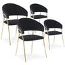 Intensedeco - Lot de 4 chaises Margaux velours noir pieds or