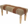 Albanel 19"H x 47"W x 16"D Modern Upholstered Bench Handwoven Cotton Brown/Light Beige/Wood/Peach/Dark Red/Camel Bench - Hauteloom