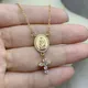 Métal plaqué or Zircon petite croix vierge marie pendentif Figaro chaîne collier pour femmes 2021