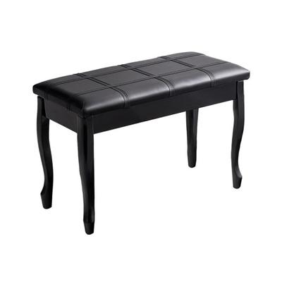 Costway Solid Wood PU Leather Piano Bench with Storage-Black