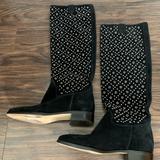 Michael Kors Shoes | 4x Host Pick Michael Kors Suede Leather Metal Grommets Knee High Boots | Color: Black/Silver | Size: 6