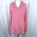 Columbia Tops | Columbia Pfg Hoodie Tunic Top Drawstring Waist Striped | Color: Pink/White | Size: M