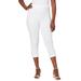 Plus Size Women's Stretch Cotton Cuff-Button Capri Legging by Jessica London in White (Size 2X)