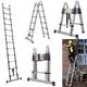 Telescopic Ladder 3.8M A Frame Stainless Steel Extension Extend Portable Ladder Foldable Ladder Multi Purpose Loft Ladder, 330 pound/150 kg Capacity, EN131 and CE Standards - UK Stock