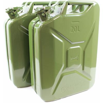 Trutzholm ® - 2x Benzinkanister Kraftstoffkanister Metall 20 Liter Olivgrün Kanister für Benzin und