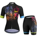 Maillot de cyclisme XAMA Pro pour femmes ensemble multicolore à manches courtes respirant coussin