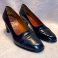 Coach Shoes | Coach Vintage Round Toe Block Heel 2.5” Heel Navy Italian Leather Pumps 6m Shoes | Color: Black/Blue | Size: 6