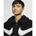 Nike Tops | Nike Nsw Sportswear Swoosh Faux Fur Jacket Dd5620-010 Black White Winter Sz M | Color: Pink | Size: M