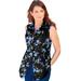 Plus Size Women's Sleeveless Kate Big Shirt by Roaman's in Blue Rose Floral (Size 26 W) Button Down Shirt Blouse