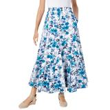 Plus Size Women's Knit Panel Skirt by Woman Within in Blue Blossom (Size 1X) Soft Knit Skirt