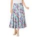 Plus Size Women's Print Linen-Blend Skirt by Woman Within in Pretty Violet Floral (Size S)