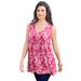 Plus Size Women's Swing Ultimate Tank by Roaman's in Pink Burst Tropical Leaves (Size 34/36) Top