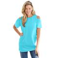 Plus Size Women's Short-Sleeve Cold-Shoulder Tee by Woman Within in Pretty Turquoise (Size 38/40) Shirt