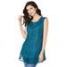 Plus Size Women's Embroidered Acid Wash Tank by Roaman's in Deep Teal (Size 38 W)