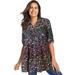 Plus Size Women's Pintucked Tunic Blouse by Woman Within in Navy Garden Print (Size 3X)