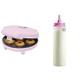 Bestron Donut Maker, inkl. Teigportionierer für 700ml mit Skala, Ideal zum Befüllen des Donut-Geräts, Farbe Gerät: Rosa, Teigflasche: Weiß